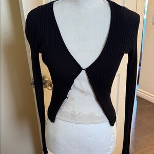 Superdown Black Ribbed Cardigan